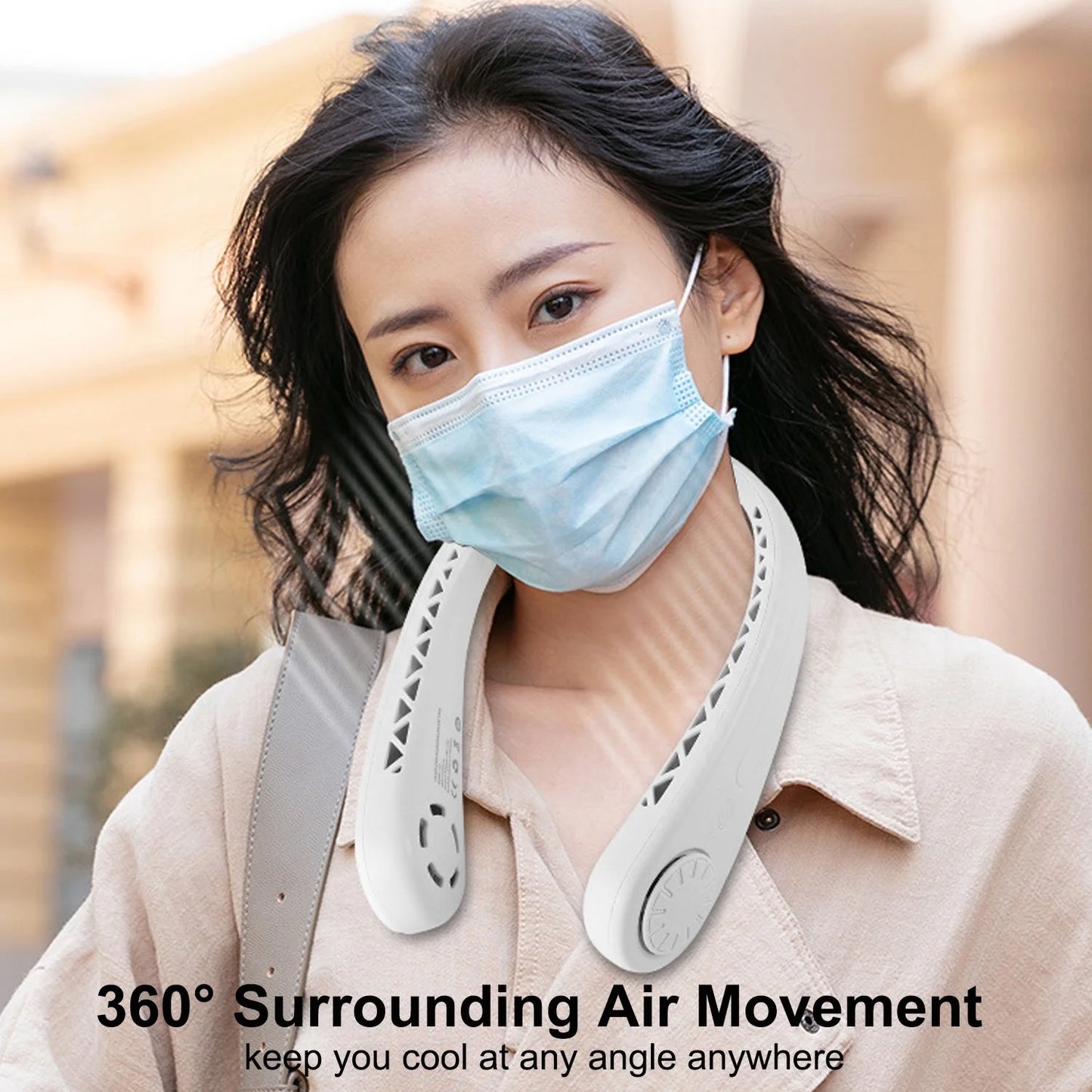 Portable Bladeless Hanging Neck Fan Air Cooling Rechargeable Wearable Head USB Mini Fan Traveling Outdoor Sports Running Fans