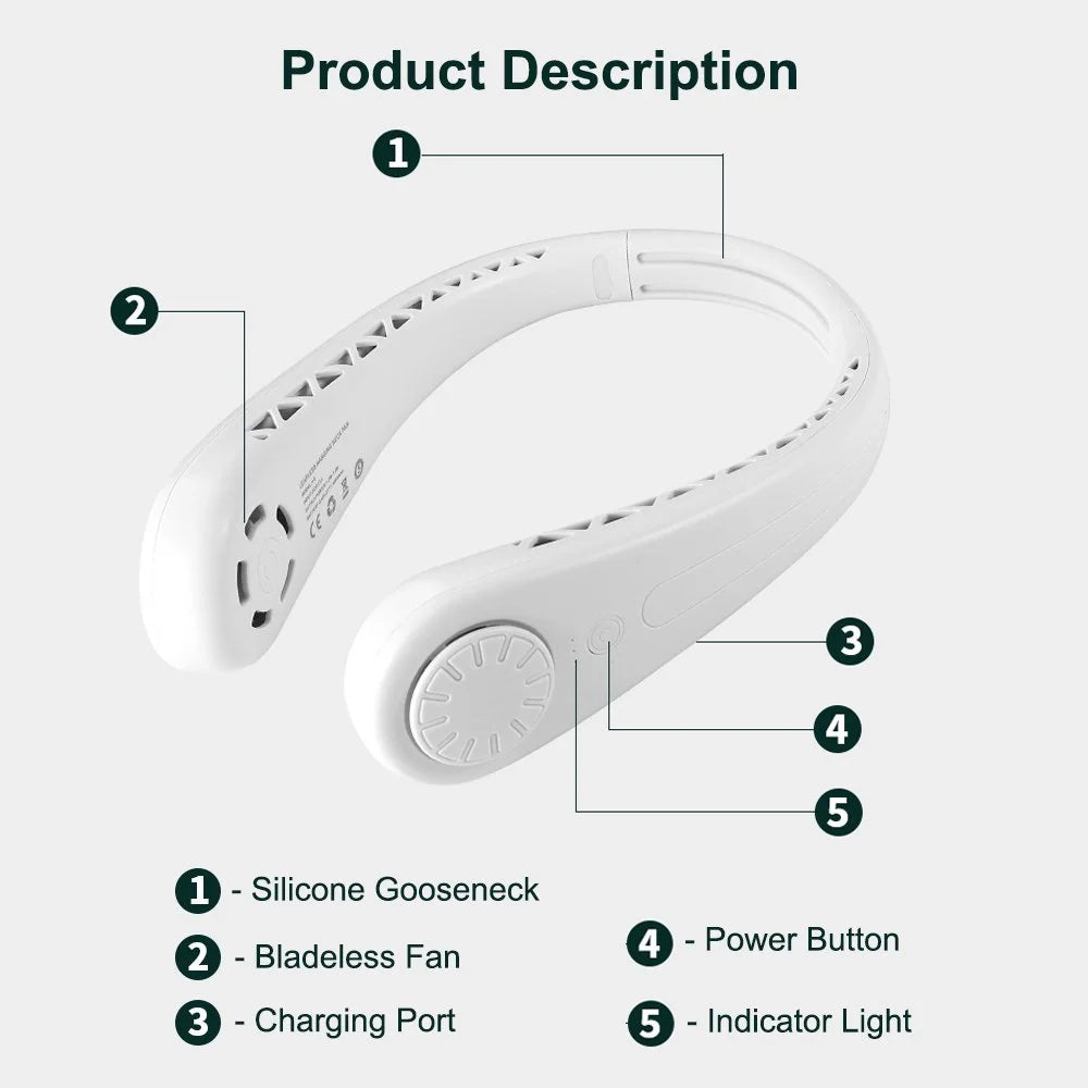 Portable Bladeless Hanging Neck Fan Air Cooling Rechargeable Wearable Head USB Mini Fan Traveling Outdoor Sports Running Fans