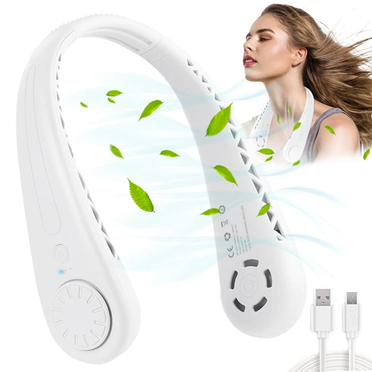 Portable Bladeless Hanging Neck Fan Air Cooling Rechargeable Wearable Head USB Mini Fan Traveling Outdoor Sports Running Fans