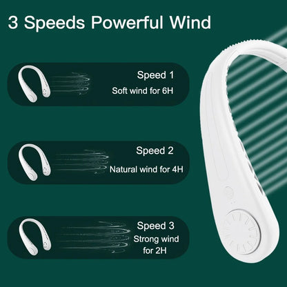 Portable Bladeless Hanging Neck Fan Air Cooling Rechargeable Wearable Head USB Mini Fan Traveling Outdoor Sports Running Fans