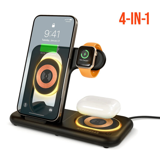The Ultimate Apple Charging Station – Fast & Tangle-Free 4-in-1 Wireless Charger for iPhone, Apple Watch & AirPods.