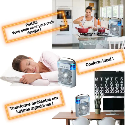 3 in 1 Fan Air Conditioner Household Water Mist USB Fan Small Air Cooler LED Night Light Portable Humidifier Air Adjustment Fan