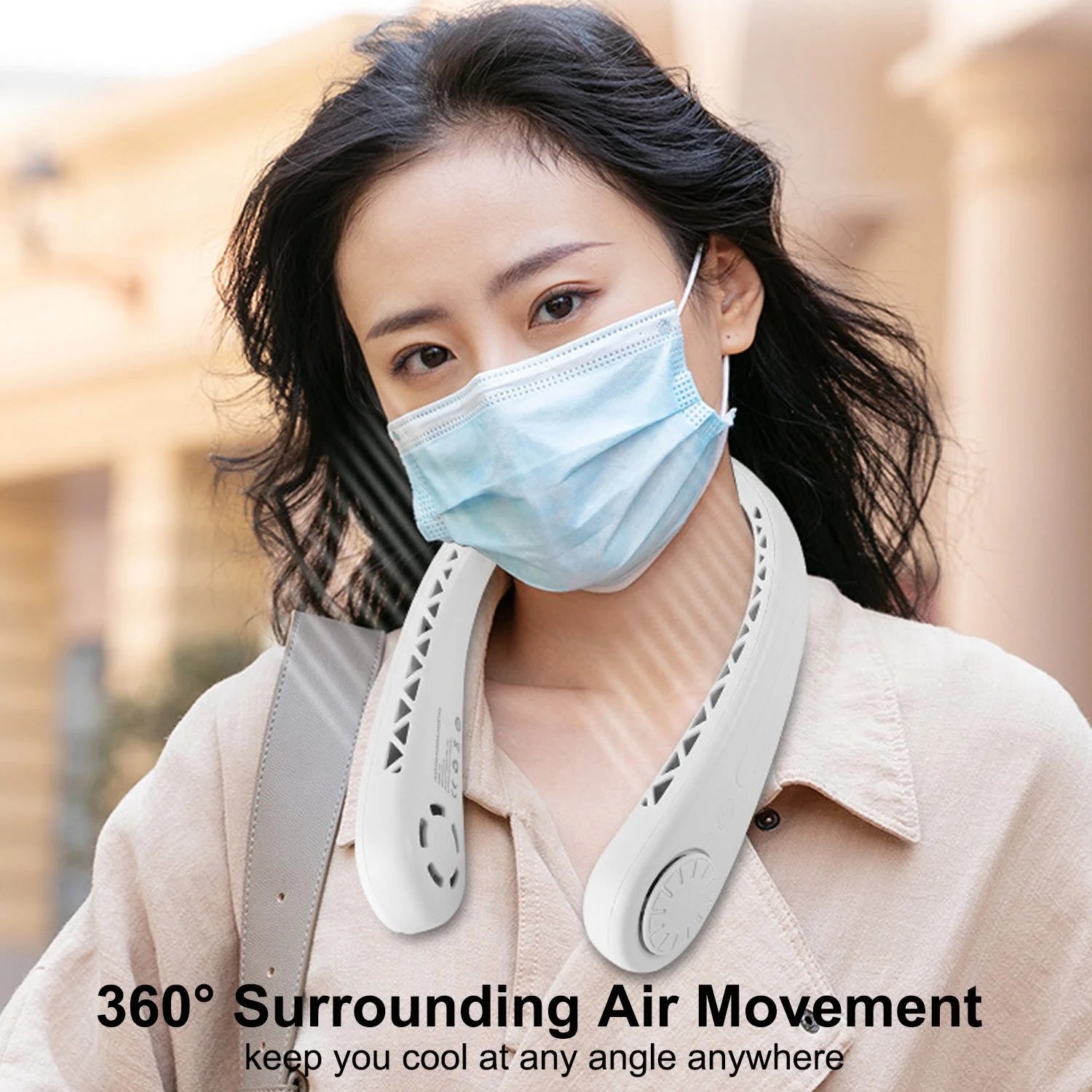 Portable Bladeless Hanging Neck Fan Air Cooling Rechargeable Wearable Head USB Mini Fan Traveling Outdoor Sports Running Fans